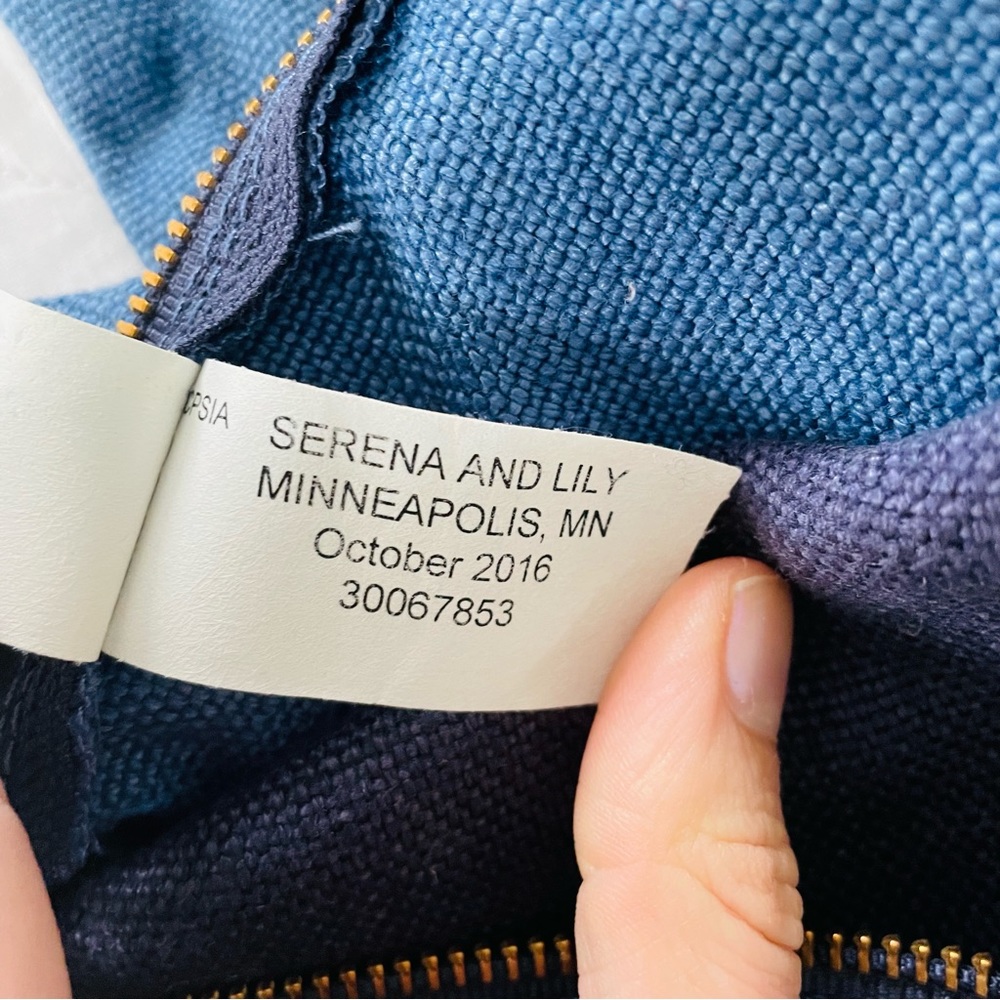 Serena & Lily Linen Zipper Accent Pillow Cover in Navy - Picture 5 of 7